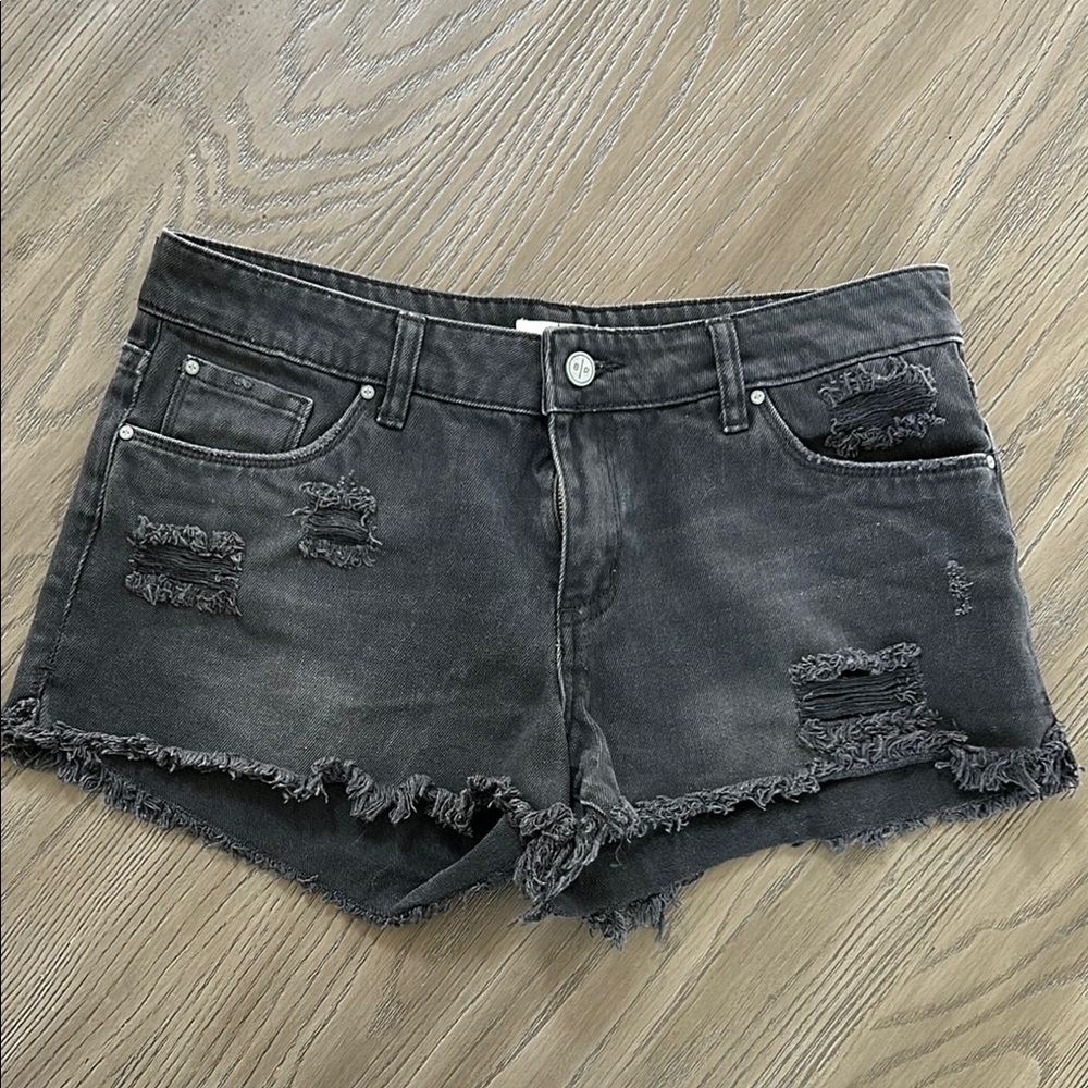 bp Black Jean Shorts Distressed Frayed Hem